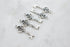Set of 5, silver key charm, 29mm x 10mm , 1 set